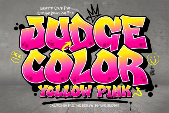 Judge Color Yellow Pink: Bold Graffiti Font for Designers