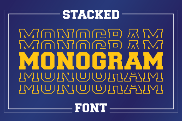 Stacked Monogram: Bold and Line Fonts for Sports Shirts